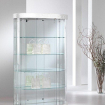 Vetrina Semiovale in Ecopelle con Cristallo Temperato (112 x 38 x h 190 cm)