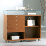 Banco Vetrina con 4 Cassetti, Vano a giorno e Bacheca 119X40X105cm LL OF12105B