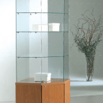 Vetrina Angolare Cristalli Temperati con Mobiletto 68x68xh180 cm LL OF718M Made in Italy
