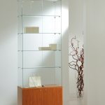 Vetrina Cristalli Temperati con Mobile e Faretti 80x40x220cm LL OF822M Made in Italy