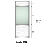 Modulo Parete Divisoria in Alluminio e Vetro Satinato e Perline 2 Traverse - H2550xL1000 mm - ITALFROM®