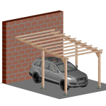 Carport Tettoia Addossata per Auto in Legno di Pino Impregnato - mt 5 X 3 - con Pali a Tassellare