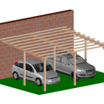 Carport Tettoia Addossata per Auto in Legno di Pino Impregnato - mt 5 X 6 - con Pali ad Interrare