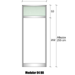 Modulo Parete Divisoria in Alluminio e Vetro Satinato e Bachelite 1 Traversa Alta - H2550xL1000 mm - ITALFROM®