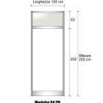 Modulo Parete Divisoria in Alluminio Vetro Opale e Bachelite 1 Traversa Alta - H2550xL1000 mm - ITALFROM®