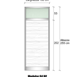 Modulo Parete Divisoria in Alluminio e Vetro Satinato e Perline 1 Traversa Alta - H2550xL1000 mm - ITALFROM®