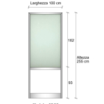Modulo Parete Divisoria in Alluminio e Vetro Satinato e Bachelite 1 Traversa Bassa - H2550xL1000 mm - ITALFROM®