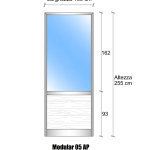 Modulo Parete Divisoria in Vetro Trasparente Alluminio e Perline 1 Traversa Bassa - H2550xL1000 mm - ITALFROM®