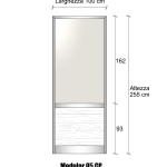 Modulo Parete Divisoria in Alluminio Vetro Opale e Perline 1 Traversa Bassa - H2550xL1000 mm - ITALFROM®
