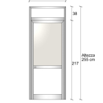 Modulo Parete Divisoria in Alluminio Vetro Opale e Bachelite con Porta - H2550xL1000 mm - ITALFROM®
