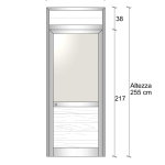 Modulo Parete Divisoria in Alluminio Vetro Opale e Perline con Porta - H2550xL1000 mm - ITALFROM®
