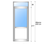 Modulo Parete Divisoria in Vetro Trasparente Luce Alluminio e Bachelite con Porta  - H2550xL1000 mm - ITALFROM®