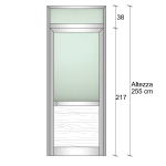 Modulo Parete Divisoria in Alluminio e Vetro Satinato Luce e Perline con Porta - H2550xL1000 mm - ITALFROM®