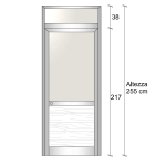 Modulo Parete Divisoria in Alluminio Vetro e Luce Opale e Perline con Porta - H2550xL1000 mm - ITALFROM®