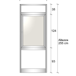 Modulo Parete Divisoria in Alluminio Vetro Opale e Bachelite con Finestra - H2550xL1000 mm - ITALFROM®