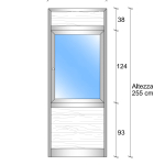 Modulo Parete Divisoria in Vetro Trasparente Alluminio e Perline con Finestra - H2550xL1000 mm - ITALFROM®