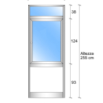 Modulo Parete Divisoria in Vetro Trasparente Luce Alluminio e Bachelite con Finestra - H2550xL1000 mm - ITALFROM®