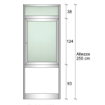 Modulo Parete Divisoria in Alluminio e Vetro Satinato Luce e Bachelite con Finestra - H2550xL1000 mm - ITALFROM®