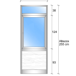 Modulo Parete Divisoria in Vetro Trasparente Luce Alluminio e Perline con Finestra - H2550xL1000 mm - ITALFROM®