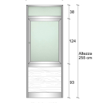 Modulo Parete Divisoria in Alluminio e Vetro Satinato Luce e Perline con Finestra - H2550xL1000 mm - ITALFROM®