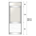 Modulo Parete Divisoria in Alluminio Vetro e Luce Opale e Perline con Finestra - H2550xL1000 mm - ITALFROM®