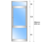 Modulo Parete Divisoria in Vetro Trasparente e Alluminio con Finestra - H2550xL1000 mm - ITALFROM®