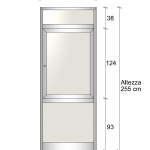 Modulo Parete Divisoria in Alluminio Vetro Opale con Finestra - H2550xL1000 mm - ITALFROM®