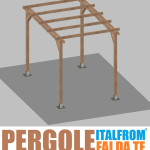 Pergola da Giardino in Legno di Pino Impregnato - mt 3 X 2 x 2,5h - con Supporti a Tassellare