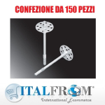 Tassello in Polipropilene Additivato - Diam. 10 mm - Lung. 90 mm per Ancorare Pannelli Isolanti - Confezione da 150 Pz