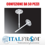 Tassello in Polipropilene Additivato - Diam. 10 mm - Lung. 120 mm per Ancorare Pannelli Isolanti - Confezione da 50 Pz