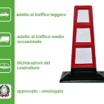 Delineatore Flessibile in Gomma Riciclata a 6 Inserti Rifrangenti Classe 2 Omologato