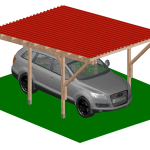 Carport Tettoia a Sbalzo per Auto in Legno - Completo di Copertura in Lamiera Ecolina - mt 5 X 3 - ad Interrare