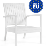 Set 2 Sedie Woody con Braccioli Design da Giardino Cucina Bar Ristorante Poltrona Sedia in Polipropilene Vari Colori