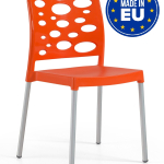 Set 4 Sedie Bubble con Gambe in Alluminio Design da Giardino Cucina Bar Ristorante Poltrona Sedia in Polipropilene Vari Colori