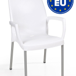 Set 4 Sedie Jade con Gambe in Alluminio e Braccioli Design da Giardino Cucina Bar Ristorante Poltrona Sedia in Polipropilene Vari Colori