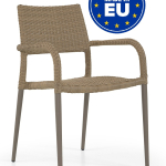 Set 4 Sedie ALR-3  in Alluminio e Wicker con Braccioli Design da Giardino Cucina Bar Ristorante Poltrona Sedia Piscina