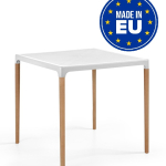 Tavolo Ibiza con Gambe in Legno Design da Giardino Cucina Bar Ristorante con Top in Polipropilene Vari Colori