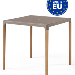 Tavolo Algarve con Gambe in Legno Design da Giardino Cucina Bar Ristorante con Top in Polipropilene Vari Colori