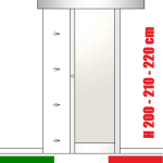 Porta Interna Scorrevole Esterno Muro in Alluminio e Vetro Opale - Varie Misure - ITALFROM®