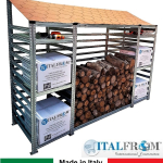 Legnaia Modulare ITALFROM® in Acciaio Zincato Autoportante - con 6 Ripiani Portaoggetti - Modulo  Iniziale - Varie Misure a Scelta