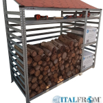 Legnaia Modulare ITALFROM® in Acciaio Zincato Autoportante - con 4 Ripiani Portaoggetti - Modulo  Iniziale - Varie Misure a Scelta