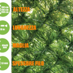 Siepe Finta Artificiale Rete Metallica Ricoperta con Foglie di Pino Sintetico - Rotolo Lunghezza 10 m