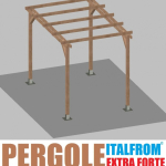 Pergola da Giardino in Legno di Pino Impregnato extra forte - mt 3 X 2 x 2,5h - con Supporti a Tassellare