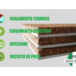 Pannello Accoppiato Cartongesso e Sughero Naturale per Isolamento Termico/Acustico - Spessore 22,5 mm  - 120 X 50 cm -  Italfrom