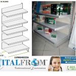 z MODULO CONTINUATIVO Scaffale murale L101, H250 ,Prof.base e 1 ripiano 50cm +3 ripiani da 40cm