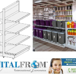 Scaffale da negozio a gondola  L 101, H 166 , Prof.40+40 CM, base + 3 ripiani