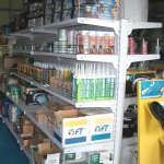 SCAFFALATURA GONDOLA COMPLETA L 405 CM , H 166 CM , PROF. 40+40 CM , BASE + 4 RIPIANI