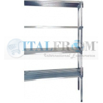 z MODULO CONTINUATIVO - Scaffalatura in acciaio INOX , H 200 cm , L 90 cm , PROF. 50 cm , con 4 ripiani